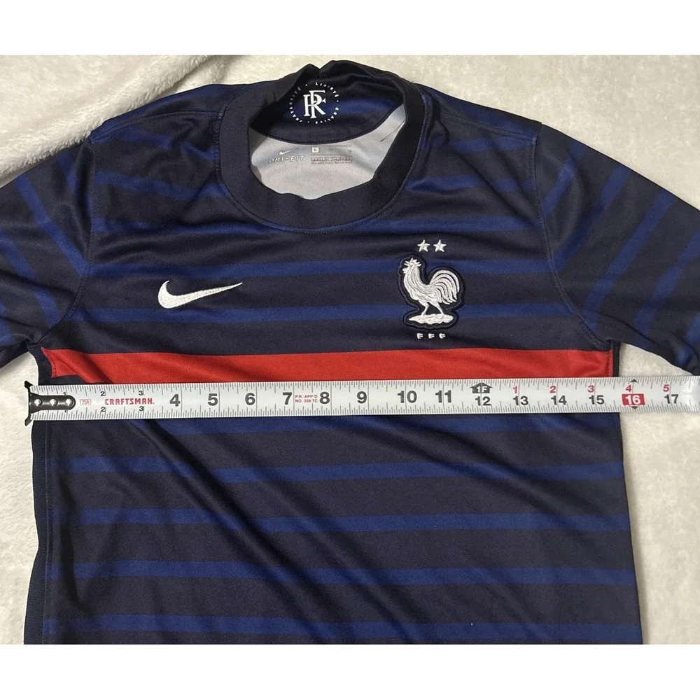 Nike France FFF Youth Large Dri-FIT Soccer Jersey Blue Red Kids Training